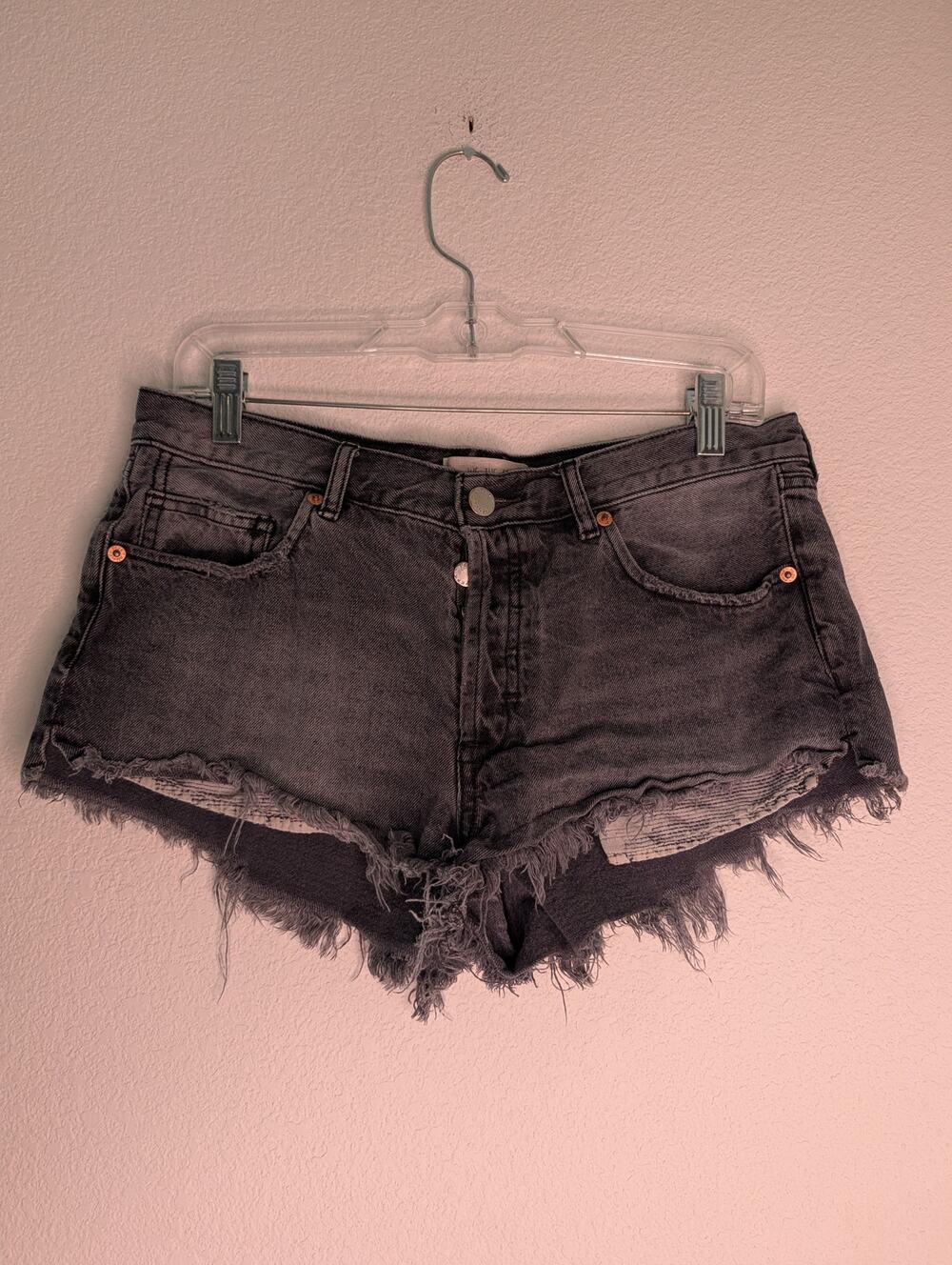 Free People We the Free Distressed Denim Shorts Gray 28 Daisy Duke Beach Travel